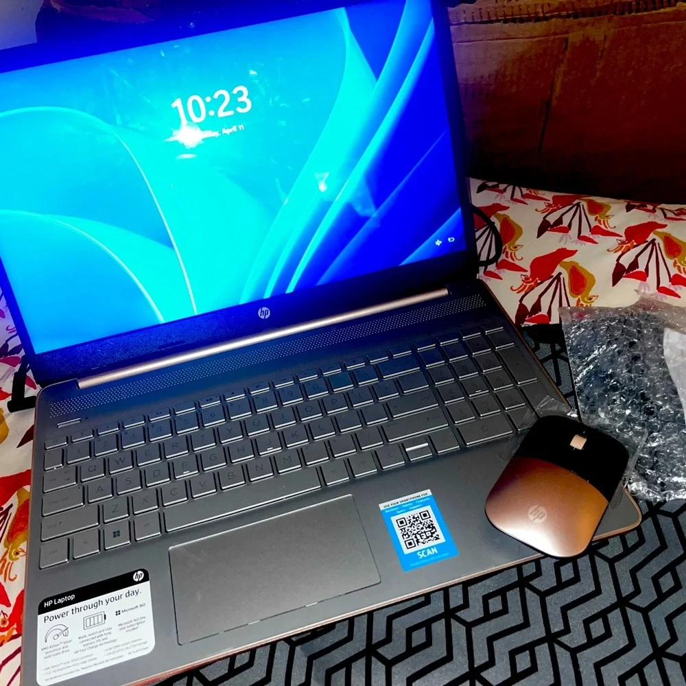 HP rose gold laptop